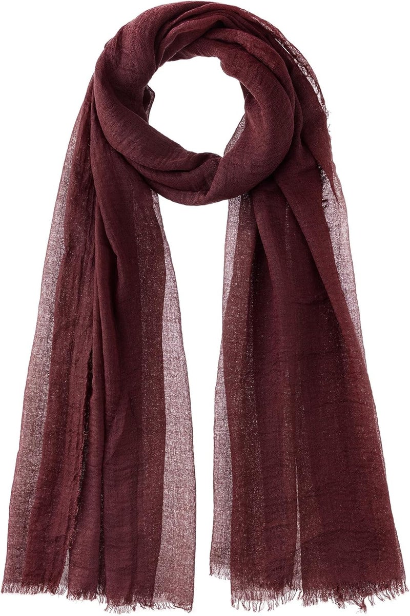Nydotd Women Summer Cotton Linen Scarf Crinkle Long Beach Shawl Wrap hijab with Fringe - Image 1